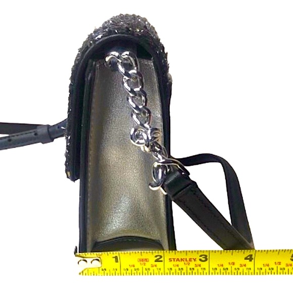 KATE SPADE Black and Silver Slide Lock Clutch Crossbody Bag Silver Accents NWOT - Picture 10 of 17